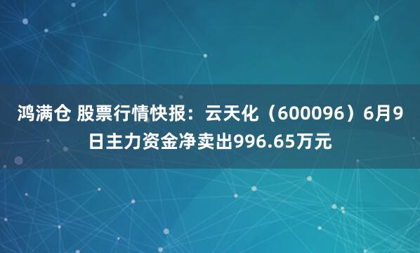 鸿满仓 股票行情快报:云天化(600096)6月9日主力资金净卖出996.65万元